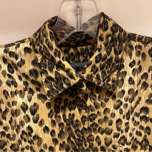 Vintage Liz Claiborne Leopard Print Button-Up Blouse - Black and Gold